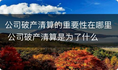 公司破产清算的重要性在哪里 公司破产清算是为了什么