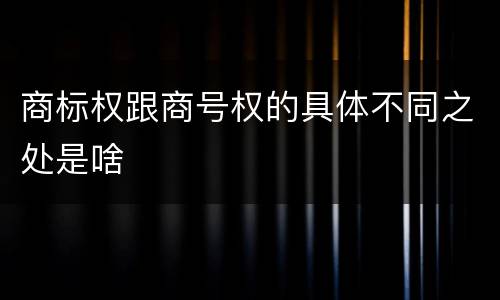 商标权跟商号权的具体不同之处是啥