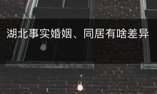 湖北事实婚姻、同居有啥差异