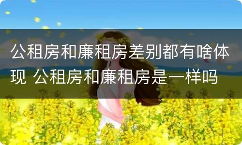 公租房和廉租房差别都有啥体现 公租房和廉租房是一样吗
