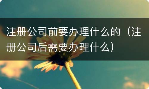 注册公司前要办理什么的（注册公司后需要办理什么）