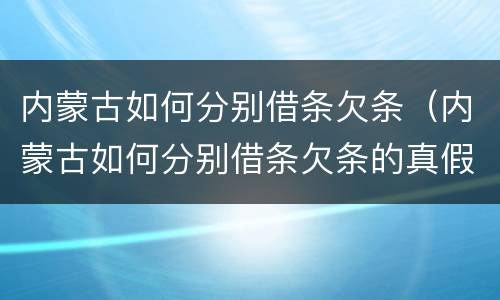 内蒙古如何分别借条欠条（内蒙古如何分别借条欠条的真假）