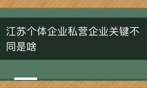 江苏个体企业私营企业关键不同是啥