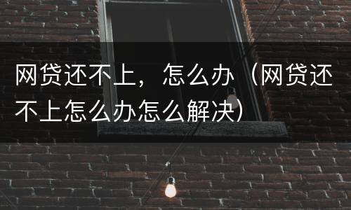 网贷还不上，怎么办（网贷还不上怎么办怎么解决）