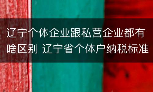 辽宁个体企业跟私营企业都有啥区别 辽宁省个体户纳税标准