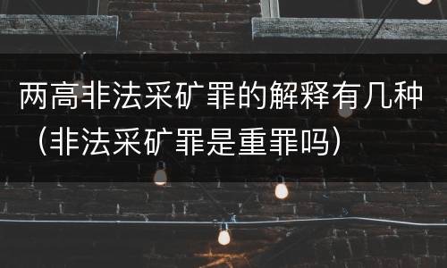 两高非法采矿罪的解释有几种（非法采矿罪是重罪吗）