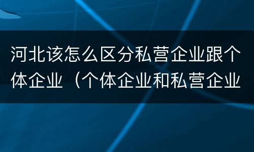 河北该怎么区分私营企业跟个体企业（个体企业和私营企业的区别）