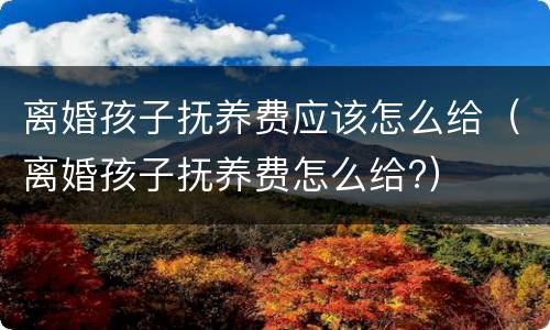 离婚孩子抚养费应该怎么给（离婚孩子抚养费怎么给?）
