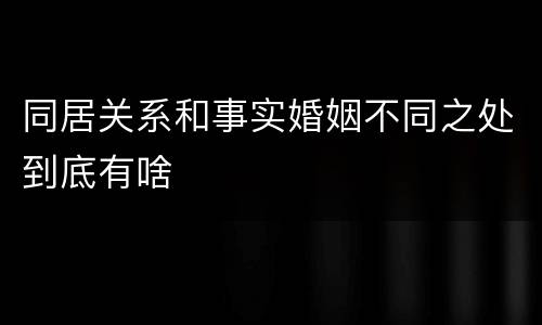 同居关系和事实婚姻不同之处到底有啥
