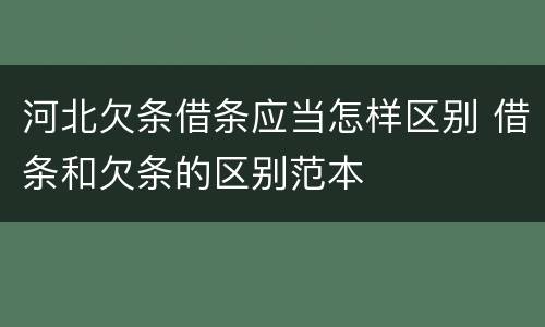 河北欠条借条应当怎样区别 借条和欠条的区别范本