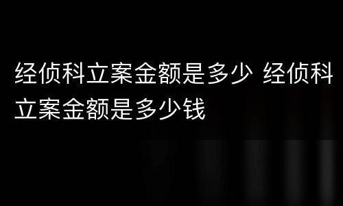 经侦科立案金额是多少 经侦科立案金额是多少钱