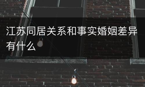 江苏同居关系和事实婚姻差异有什么