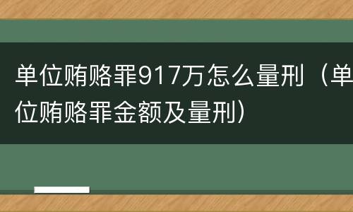 单位贿赂罪917万怎么量刑（单位贿赂罪金额及量刑）