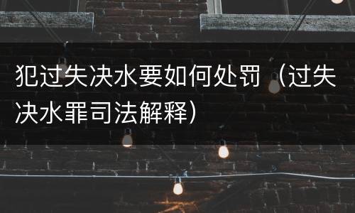 犯过失决水要如何处罚（过失决水罪司法解释）