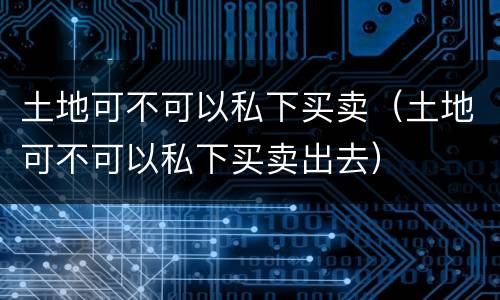 土地可不可以私下买卖（土地可不可以私下买卖出去）