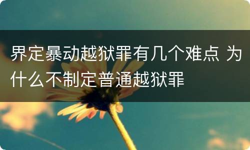 界定暴动越狱罪有几个难点 为什么不制定普通越狱罪