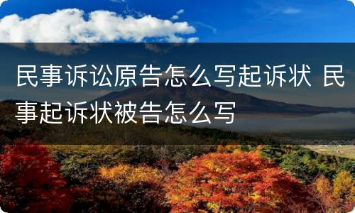 民事诉讼原告怎么写起诉状 民事起诉状被告怎么写