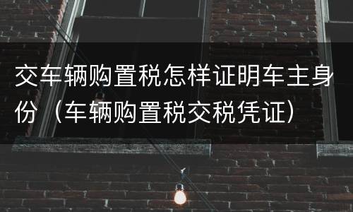交车辆购置税怎样证明车主身份（车辆购置税交税凭证）