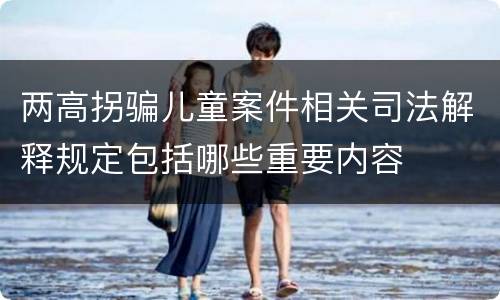 两高拐骗儿童案件相关司法解释规定包括哪些重要内容