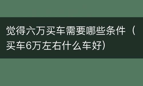 觉得六万买车需要哪些条件（买车6万左右什么车好）