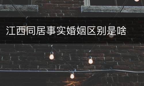 江西同居事实婚姻区别是啥