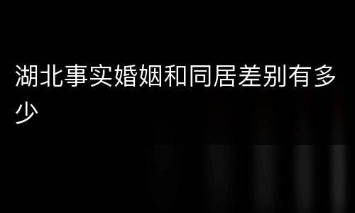 湖北事实婚姻和同居差别有多少