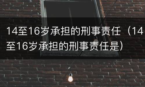 14至16岁承担的刑事责任（14至16岁承担的刑事责任是）