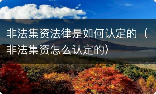 非法集资法律是如何认定的（非法集资怎么认定的）