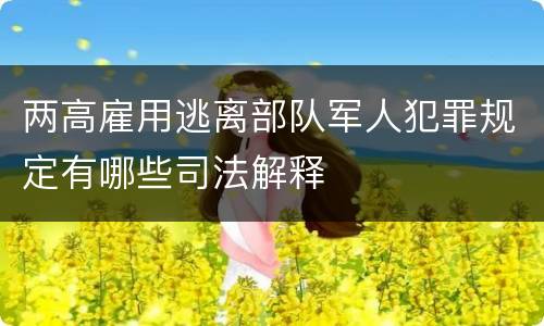 两高雇用逃离部队军人犯罪规定有哪些司法解释