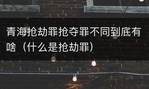青海抢劫罪抢夺罪不同到底有啥（什么是抢劫罪）
