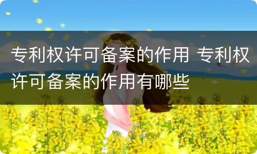 专利权许可备案的作用 专利权许可备案的作用有哪些