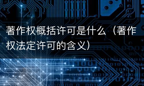 著作权概括许可是什么（著作权法定许可的含义）