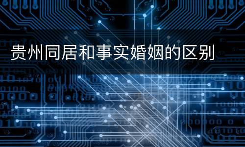 贵州同居和事实婚姻的区别