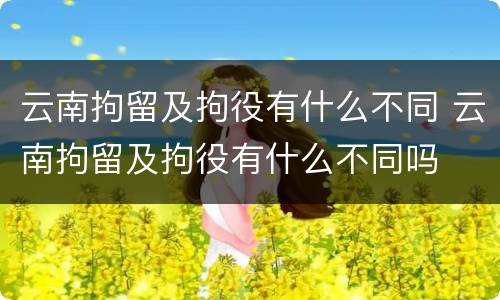 云南拘留及拘役有什么不同 云南拘留及拘役有什么不同吗