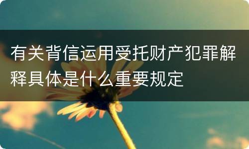 有关背信运用受托财产犯罪解释具体是什么重要规定