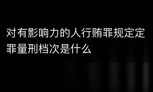 对有影响力的人行贿罪规定定罪量刑档次是什么