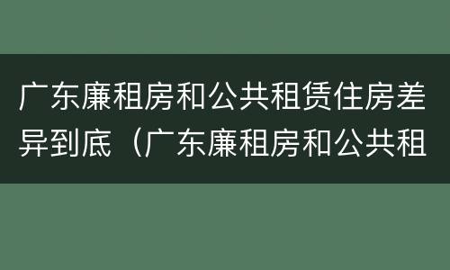 广东廉租房和公共租赁住房差异到底（广东廉租房和公共租赁住房差异到底多大）