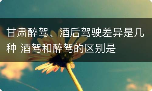 甘肃醉驾、酒后驾驶差异是几种 酒驾和醉驾的区别是