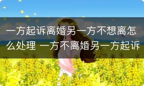 一方起诉离婚另一方不想离怎么处理 一方不离婚另一方起诉会怎么样