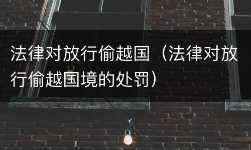 法律对放行偷越国（法律对放行偷越国境的处罚）