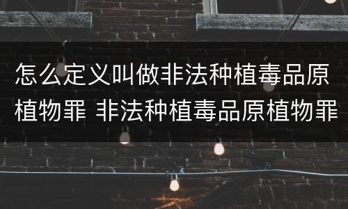 怎么定义叫做非法种植毒品原植物罪 非法种植毒品原植物罪情节严重的三种情形