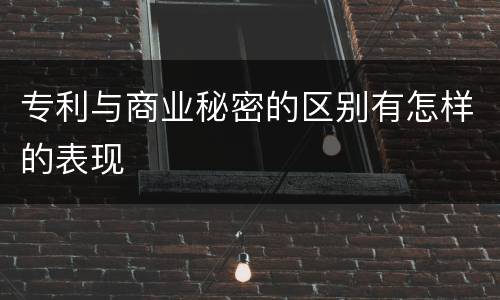 专利与商业秘密的区别有怎样的表现
