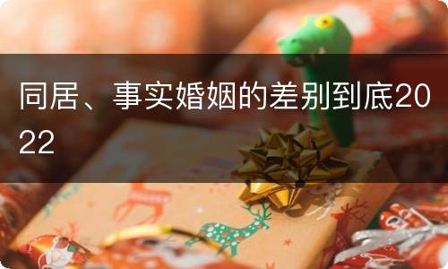同居、事实婚姻的差别到底2022