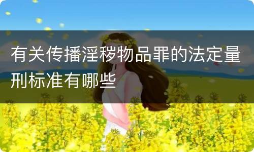 有关传播淫秽物品罪的法定量刑标准有哪些