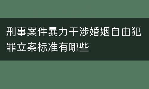 刑事案件暴力干涉婚姻自由犯罪立案标准有哪些