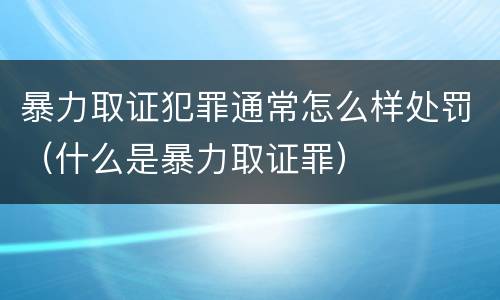 暴力取证犯罪通常怎么样处罚（什么是暴力取证罪）