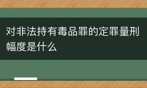 对非法持有毒品罪的定罪量刑幅度是什么