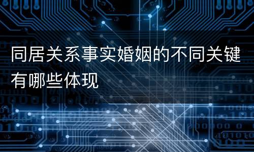 同居关系事实婚姻的不同关键有哪些体现