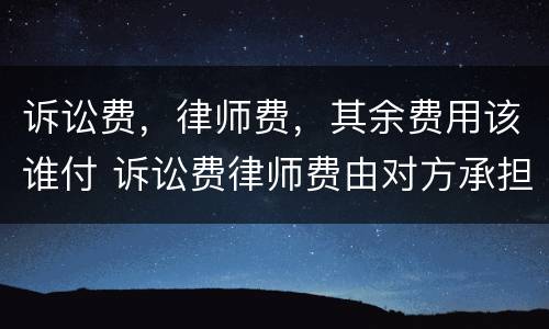 诉讼费，律师费，其余费用该谁付 诉讼费律师费由对方承担的条款怎么定