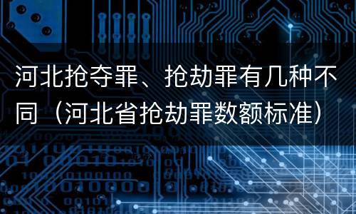 河北抢夺罪、抢劫罪有几种不同（河北省抢劫罪数额标准）